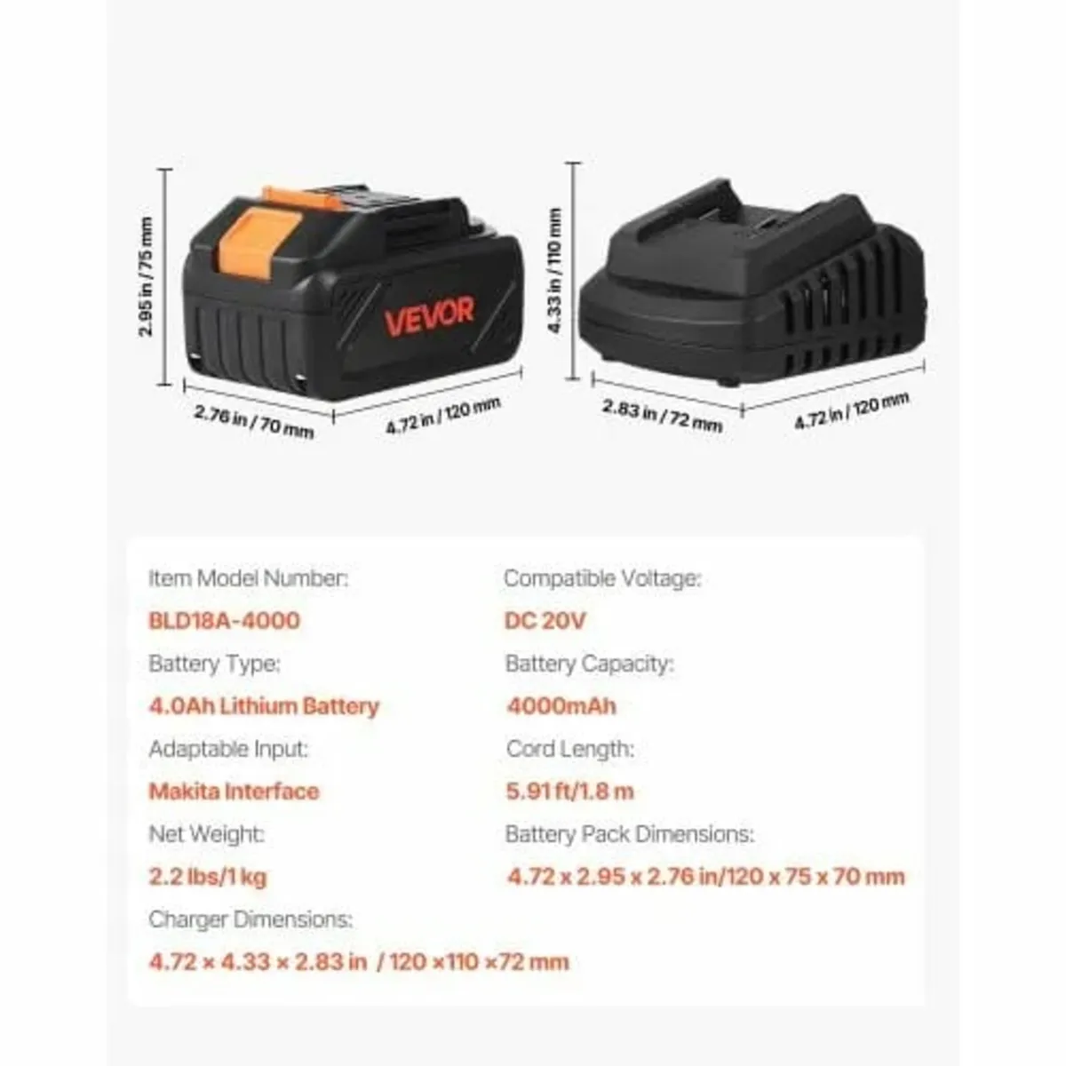 20V MAX Battery and Charger Combo 4.0 Ah Li-Ion Ba - Image 2