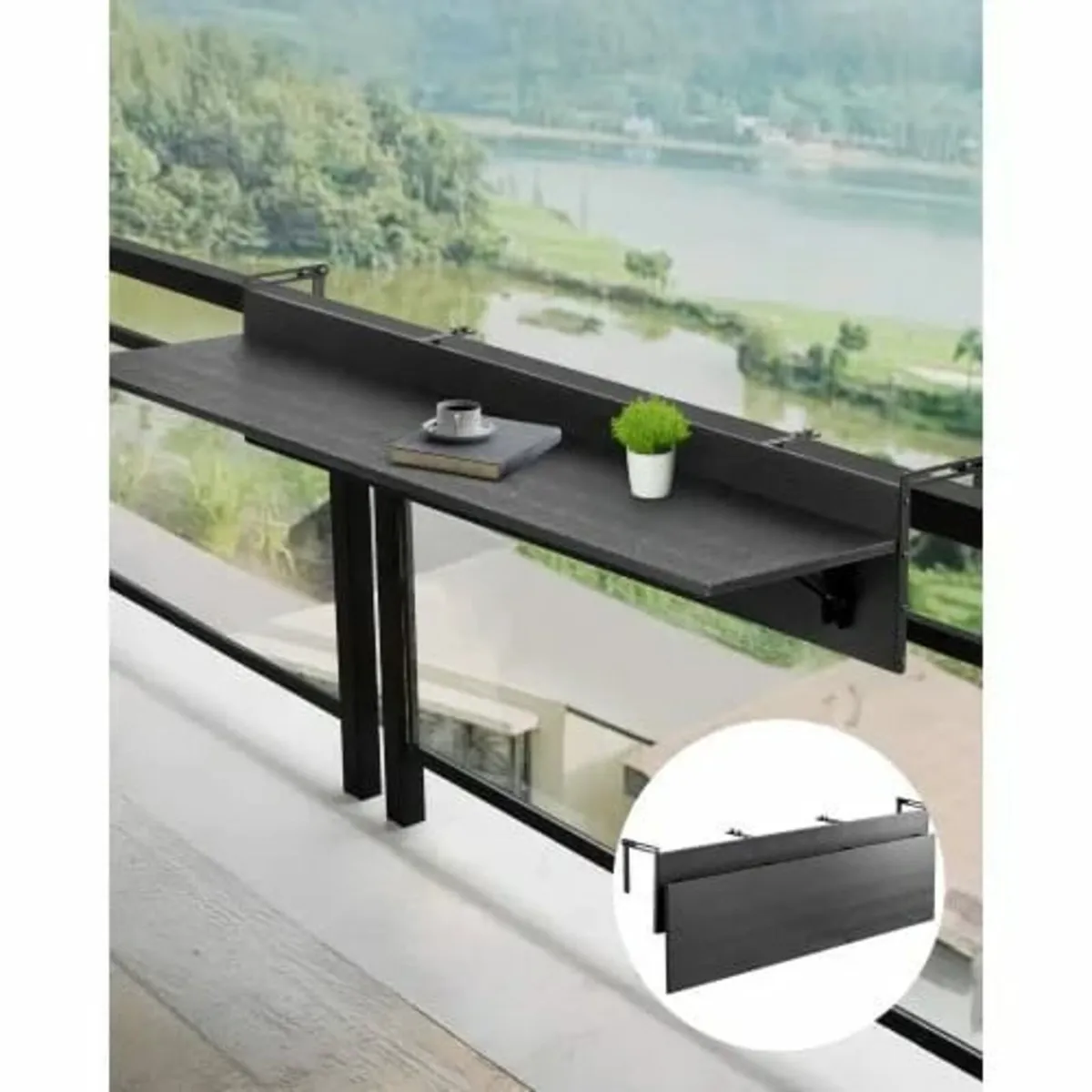 Balcony Hanging Table 12 x 48 in Patio Railing Bar - Image 1