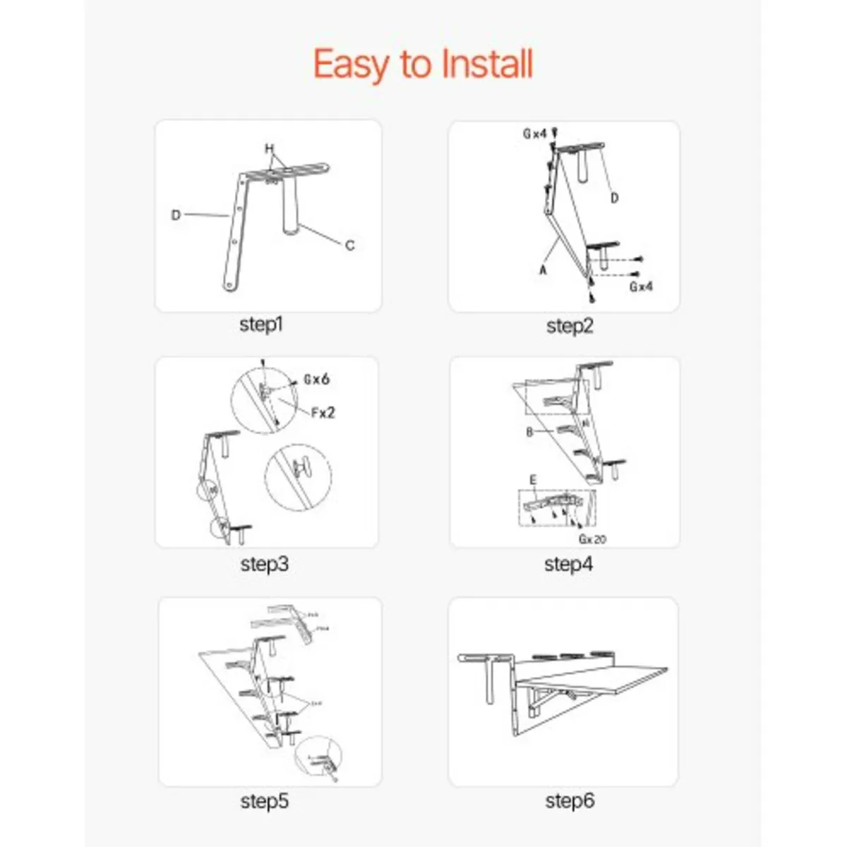 Balcony Hanging Table 12 x 48 in Patio Railing Bar - Image 4
