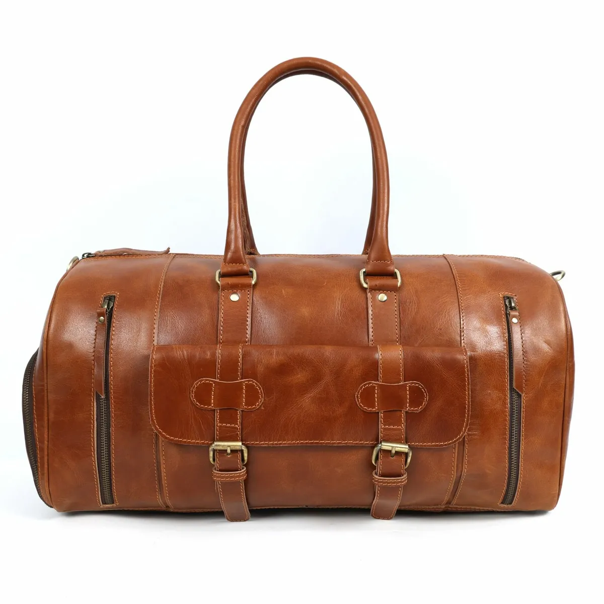 Leather Duffel Bag Vintage Travel Weekender Bag - Image 1