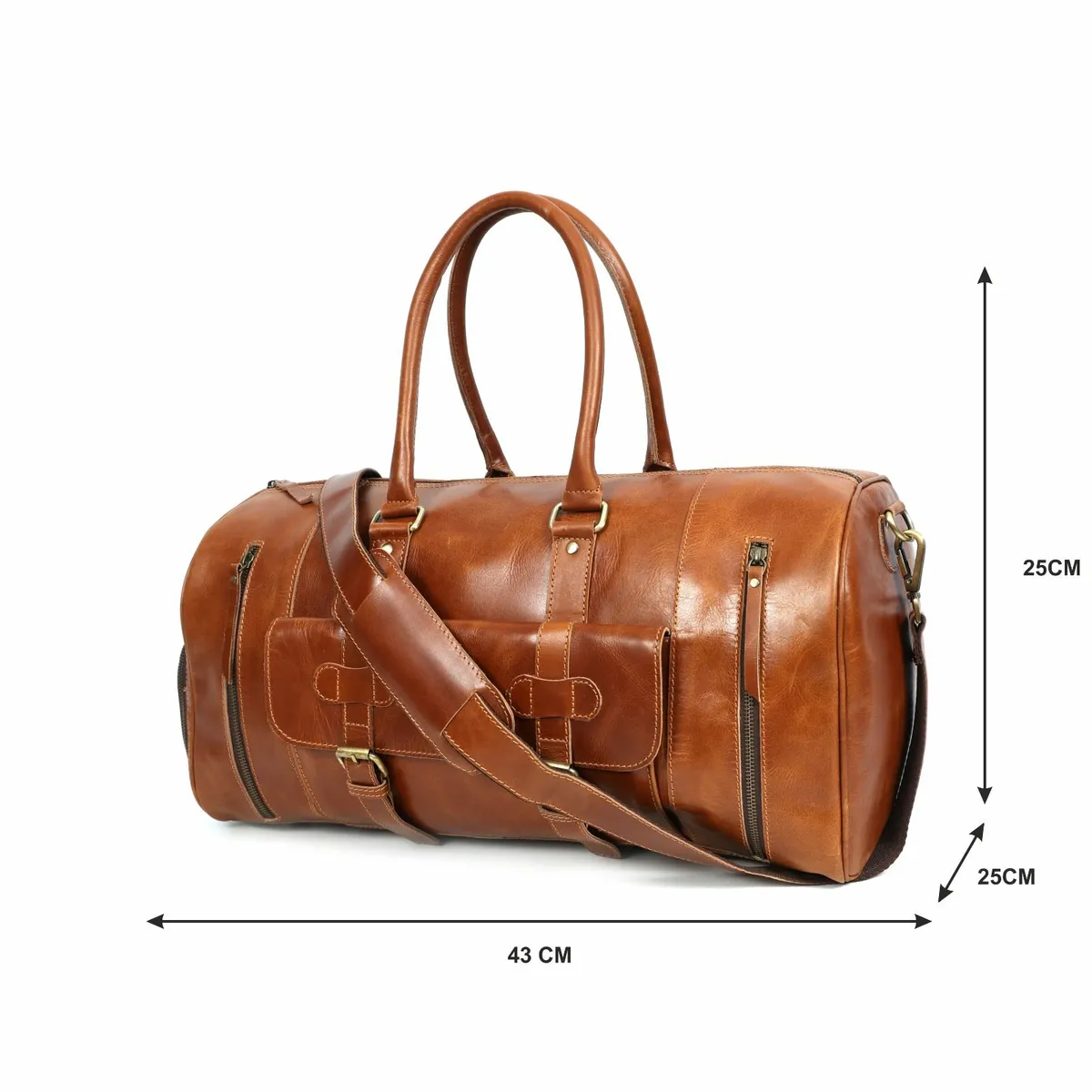 Leather Duffel Bag Vintage Travel Weekender Bag - Image 2