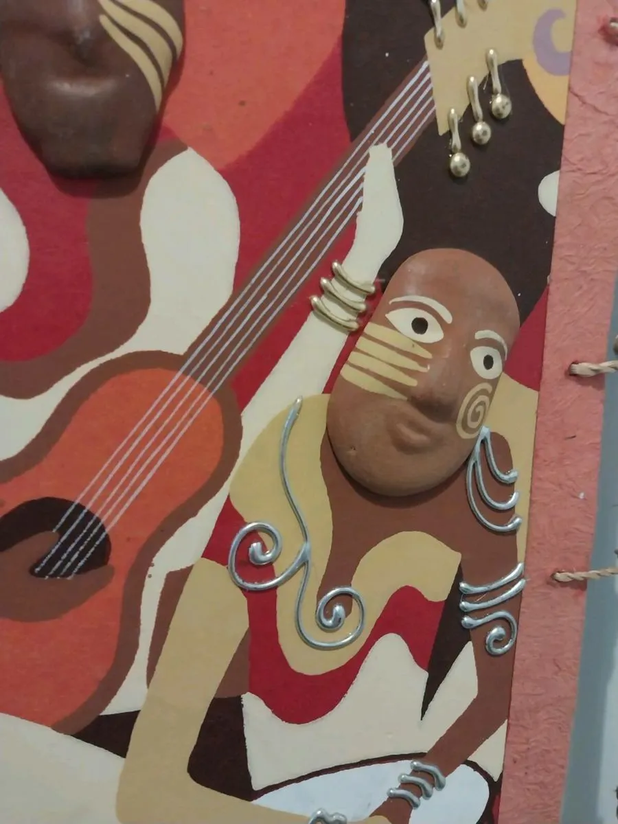 Handmade Tribal-Style Wall Art with Wooden Frame - Image 2