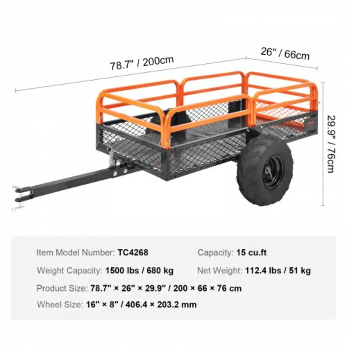 Heavy Duty Steel ATV Dump Trailer, 680 kg Load Cap - Image 4