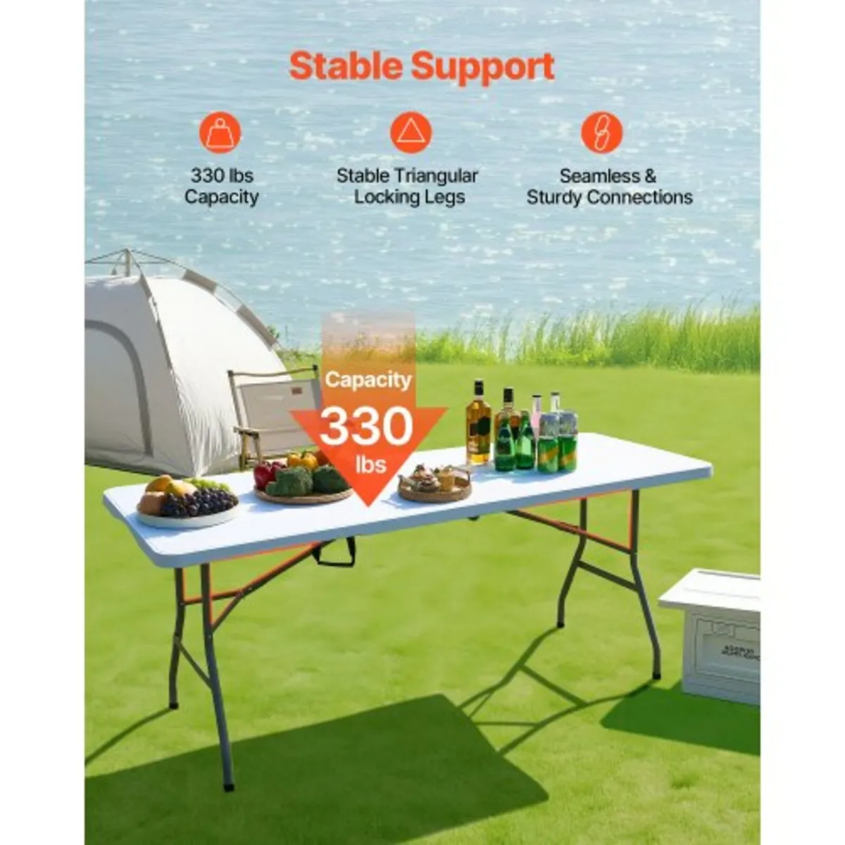 180cm Plastic Folding Table Portable Picnic Table - Image 3