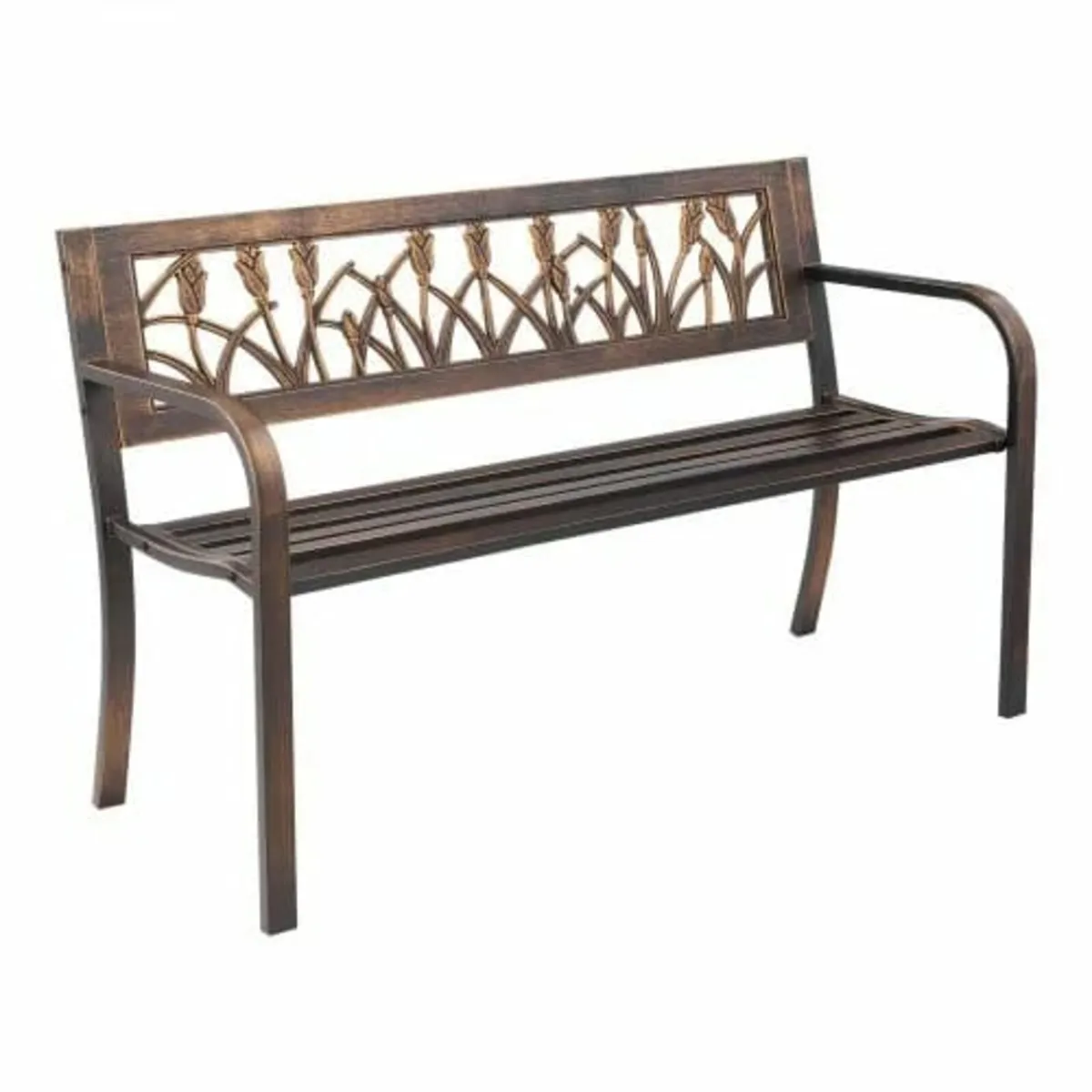 Outdoor Bench Patio Bench 127cm Metal Frame PVC Fl - Image 1