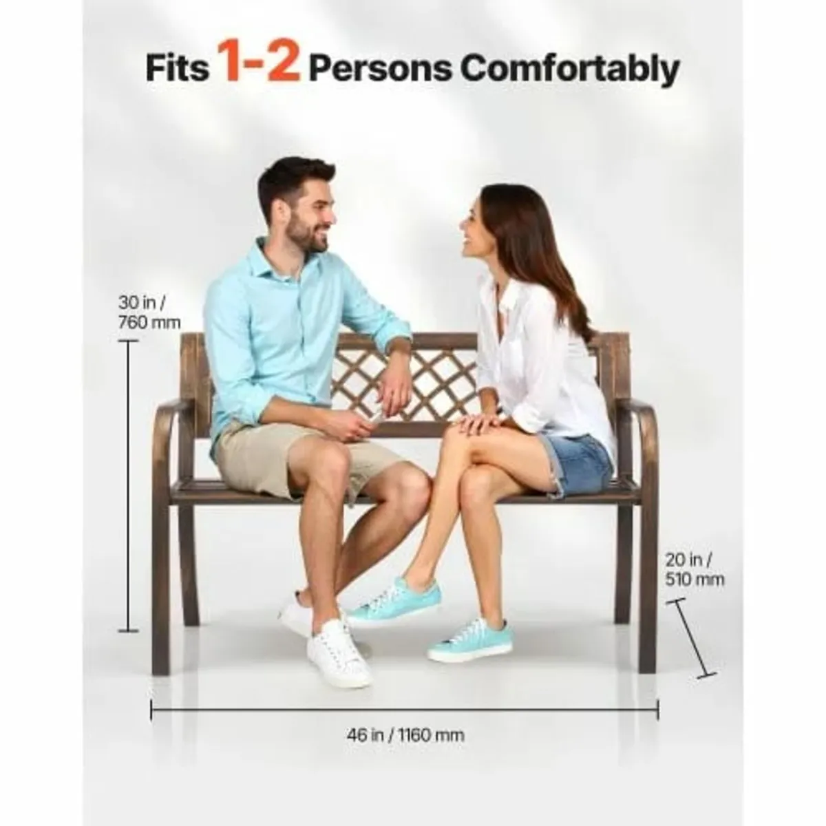 Patio Bench 116 cm Metal Frame PVC Mesh Backrest f - Image 2