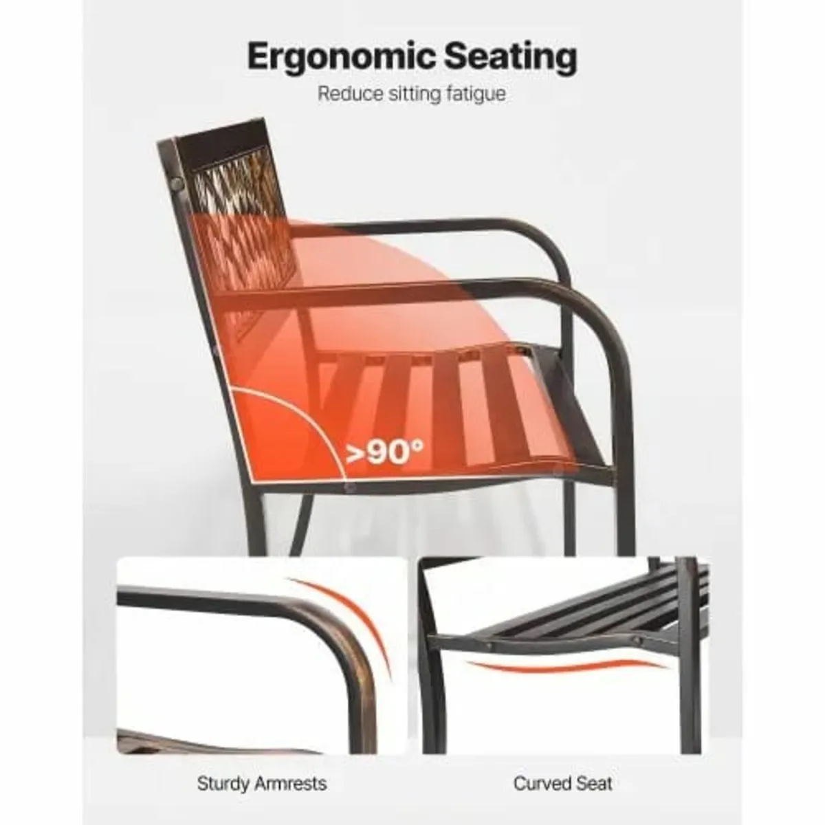 Patio Bench 116 cm Metal Frame PVC Mesh Backrest f - Image 4