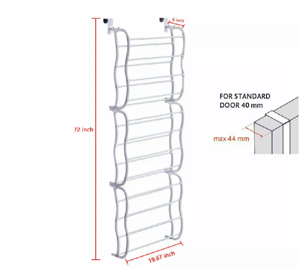 Over Door Metal Hanging Shoe Rack - Image 2