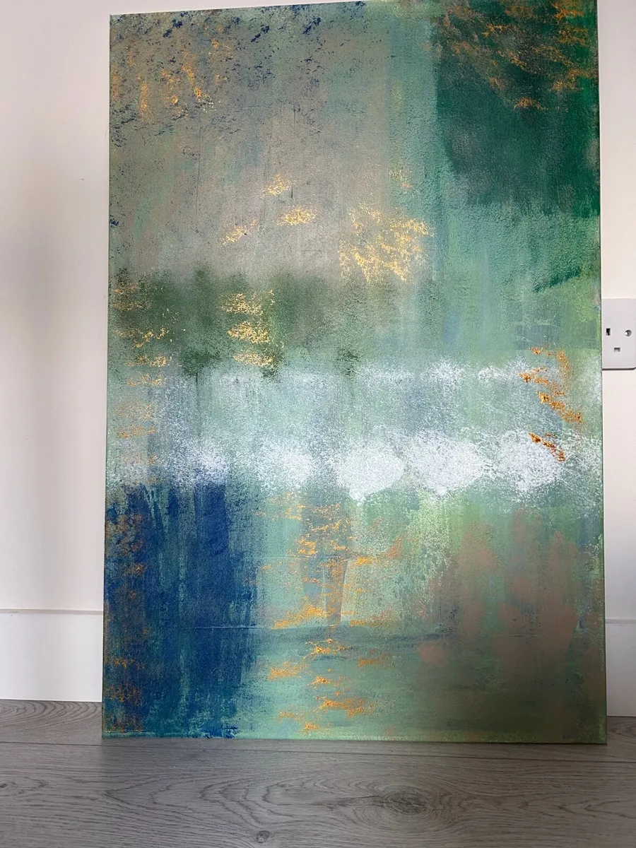 Large green abstract painting - Image 2