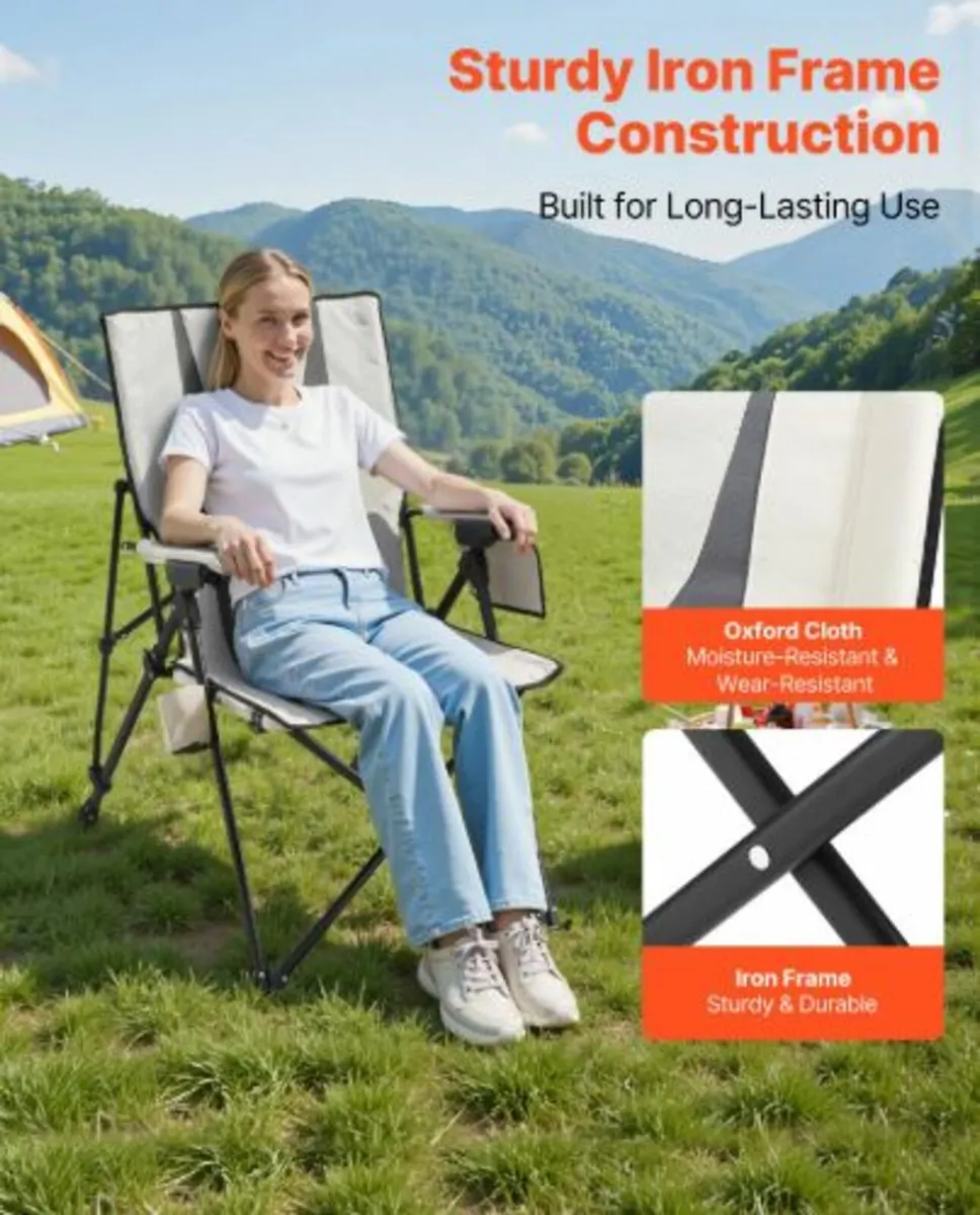 Folding Camping Chair,3Reclining Positions,Outdoor - Image 3