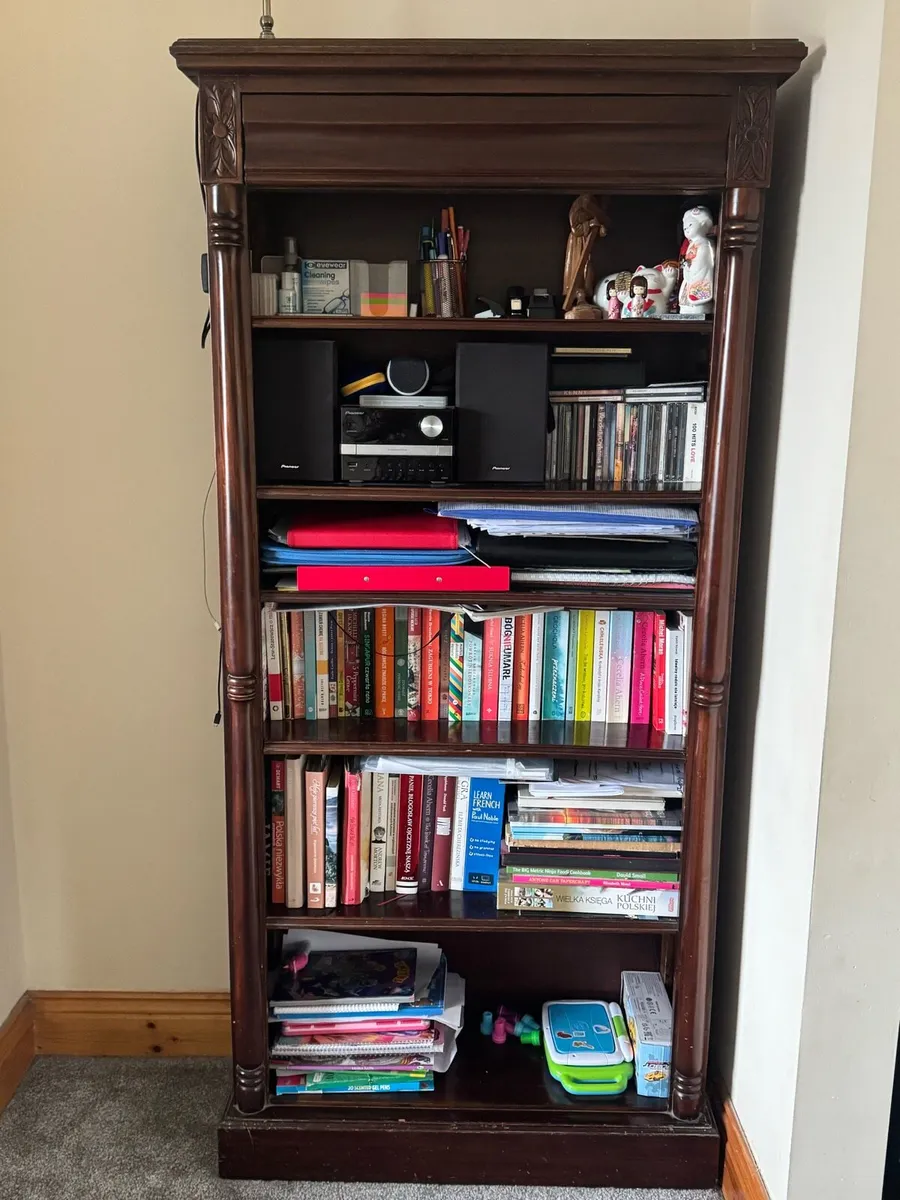 Mahogany French style open bookcase with drawer - Image 1