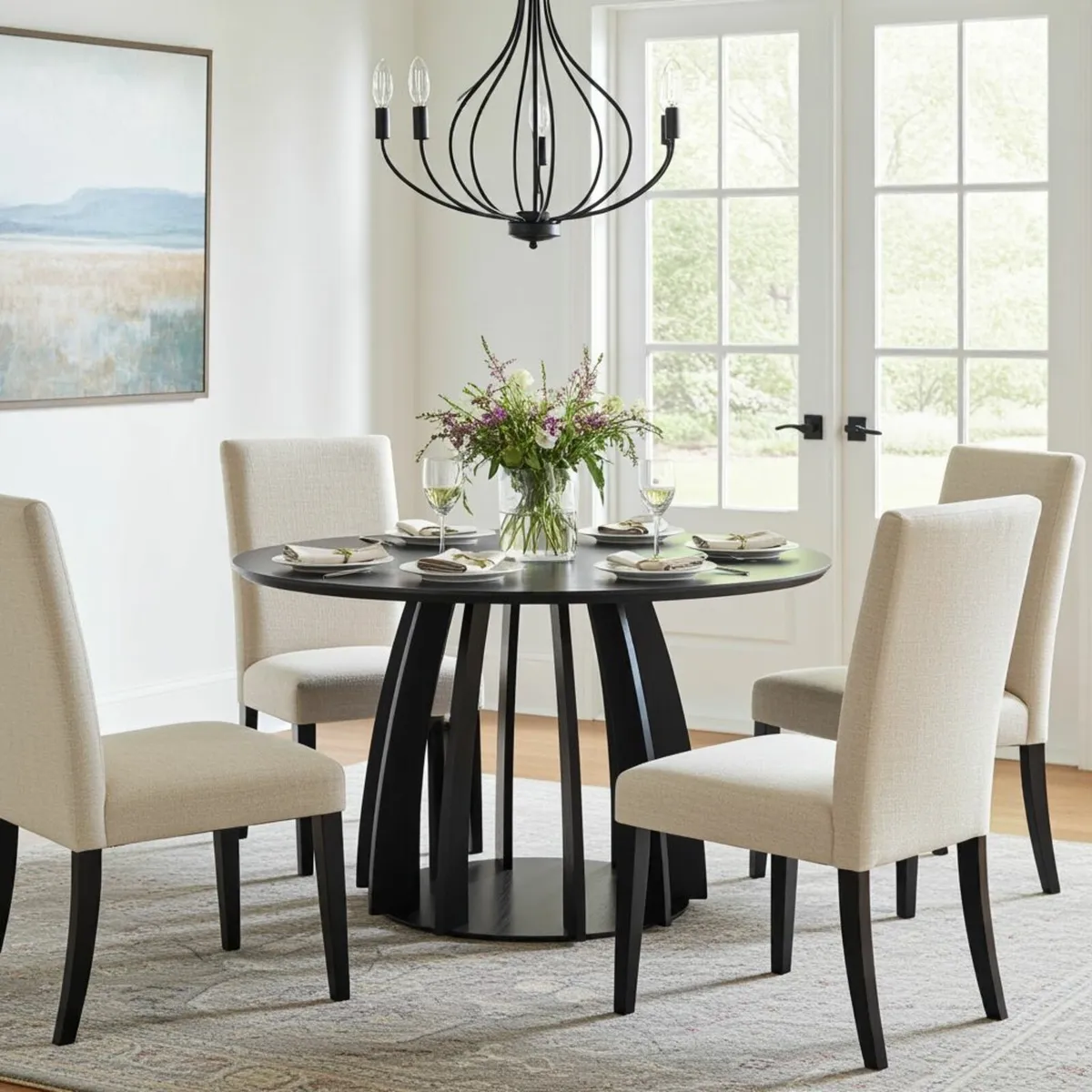 The Aurora Modern Round Dining Table Black - Image 1