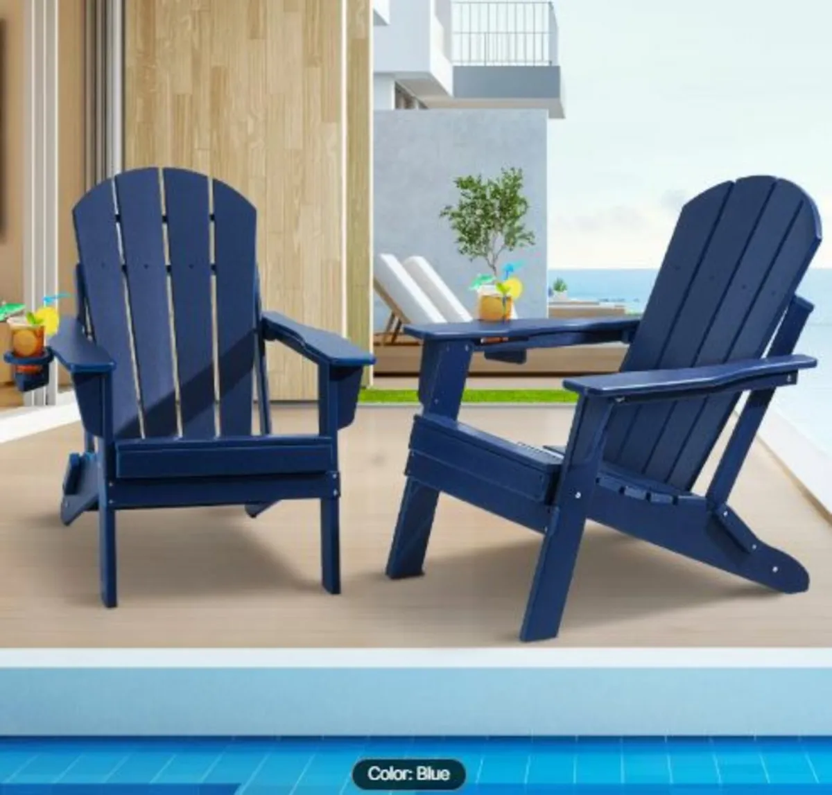 Adirondack Chair Plastic, Set of 2 All-Weather - Image 1