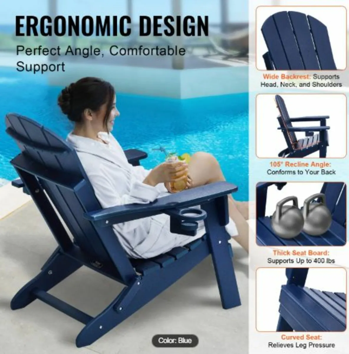 Adirondack Chair Plastic, Set of 2 All-Weather - Image 2