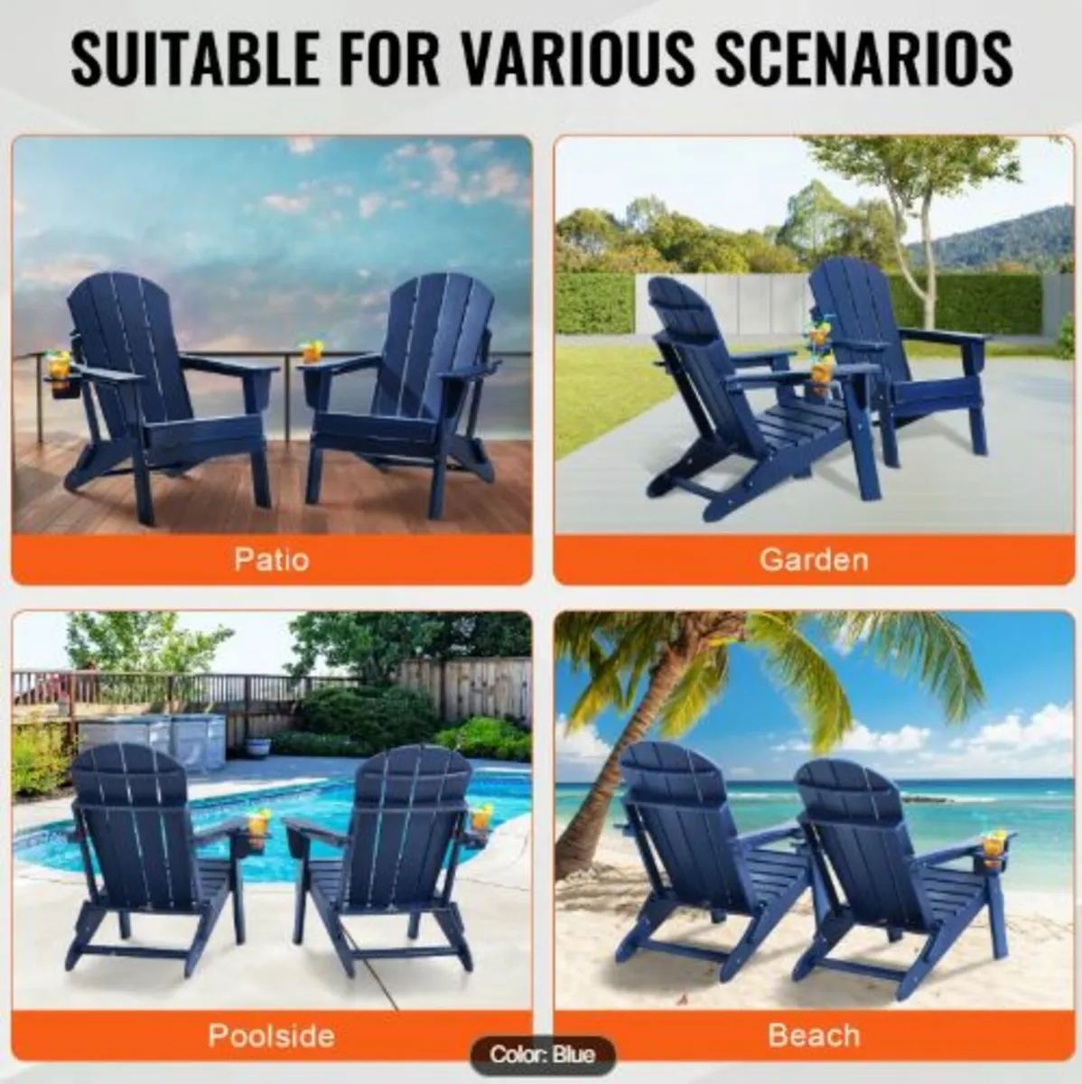 Adirondack Chair Plastic, Set of 2 All-Weather - Image 4