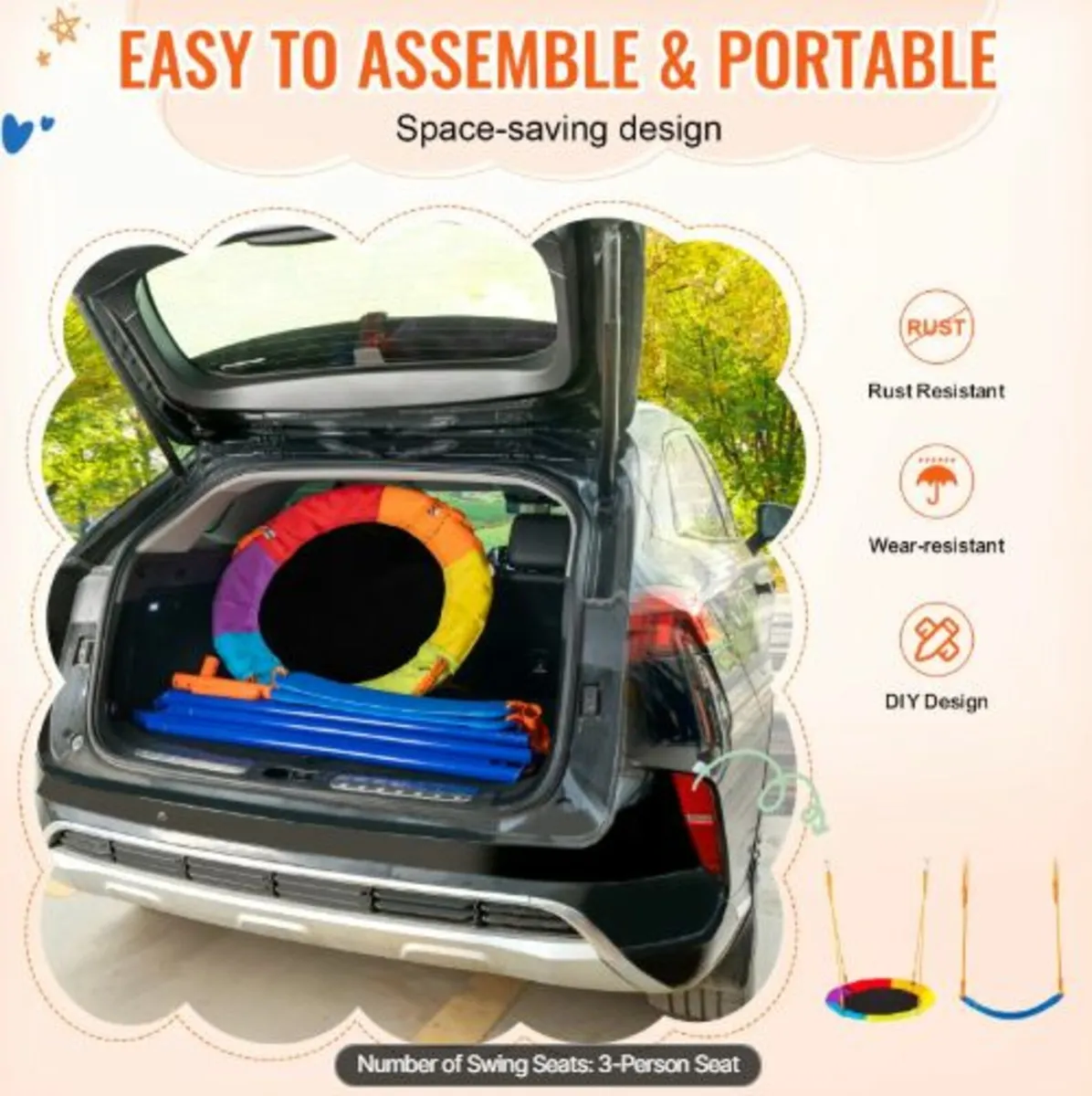 Swing Sets for Backyard, 600lbs Load Capacity - Image 4