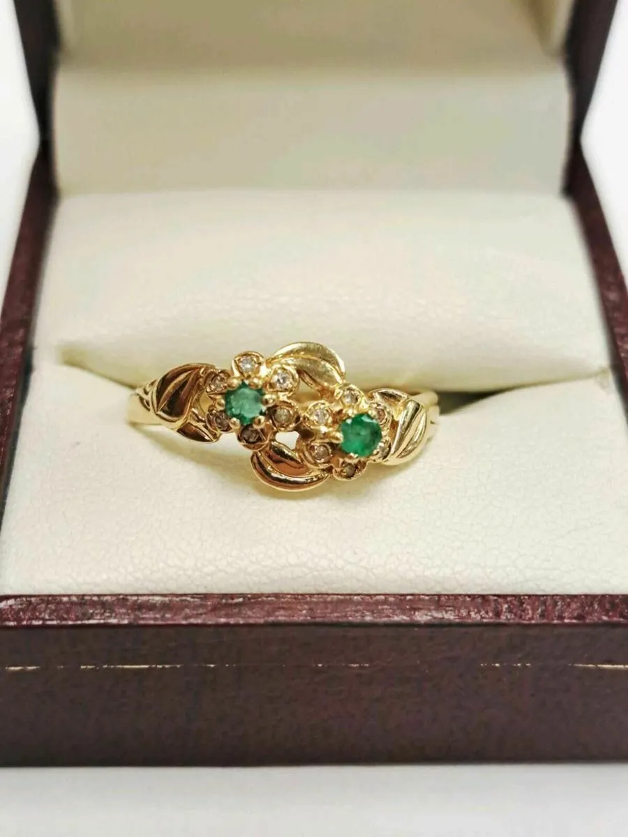 14K Gold Diamond Emerald Ring 14CT - Image 1