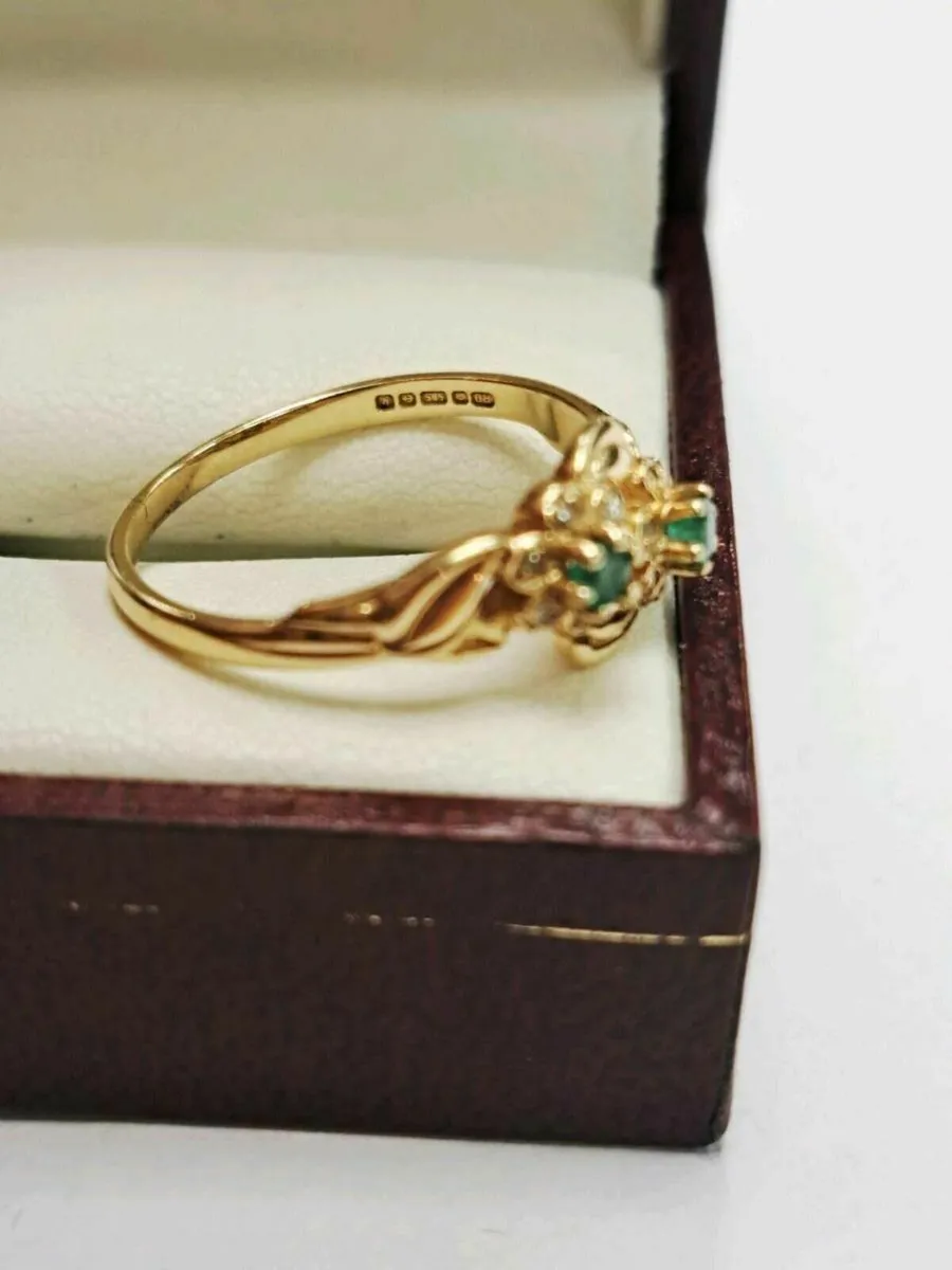 14K Gold Diamond Emerald Ring 14CT - Image 2