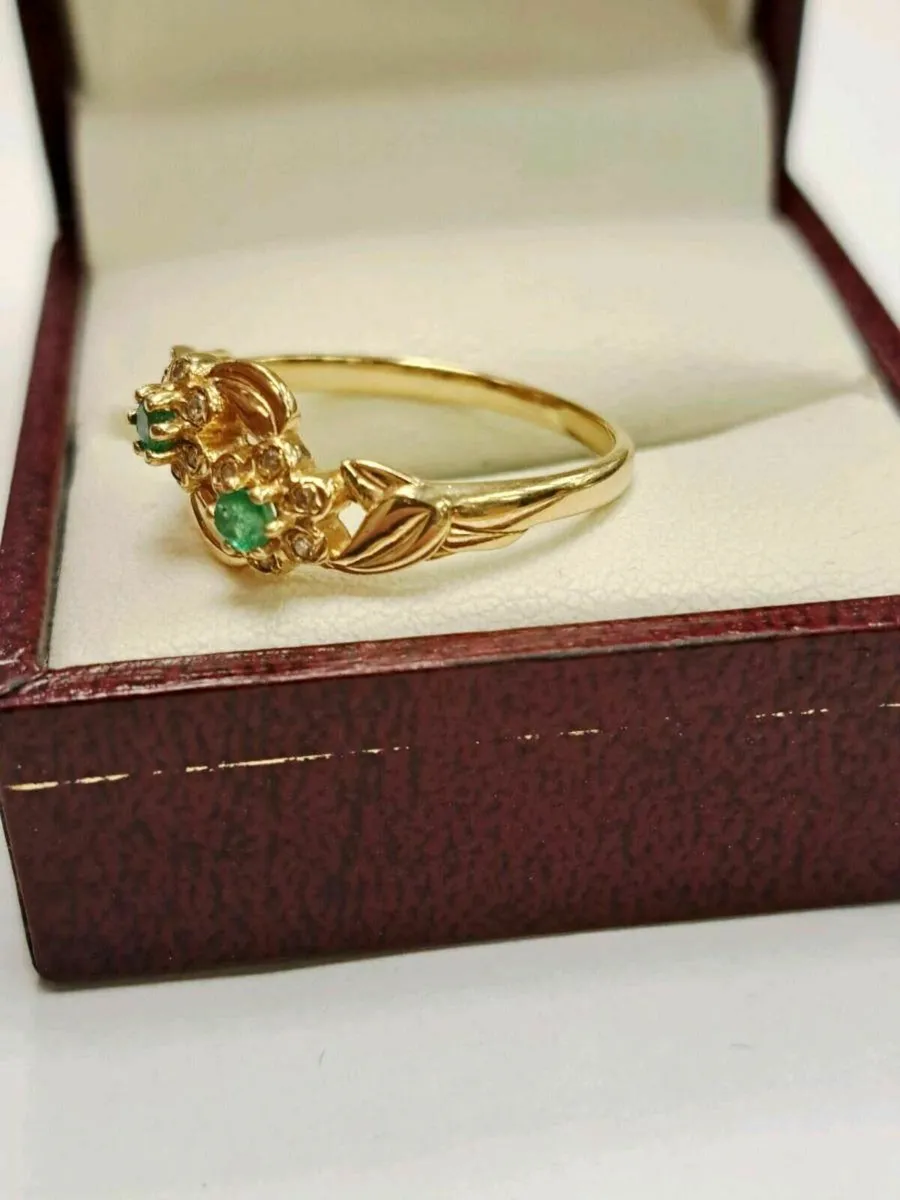 14K Gold Diamond Emerald Ring 14CT - Image 3