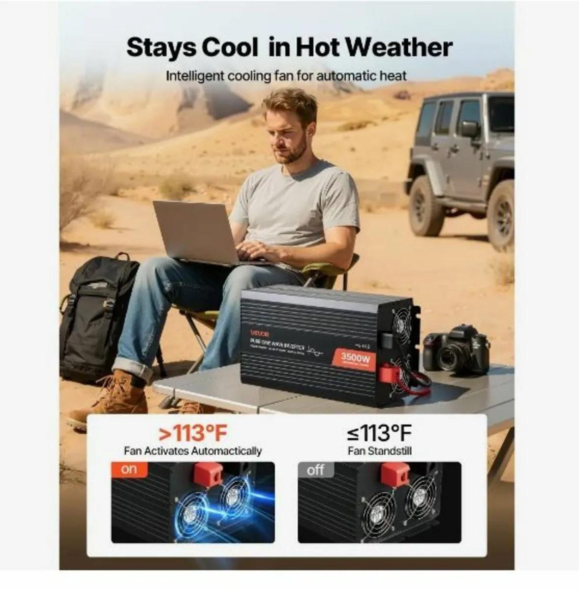 3500W Power Inverter, 12V DC to 230V AC - Image 2