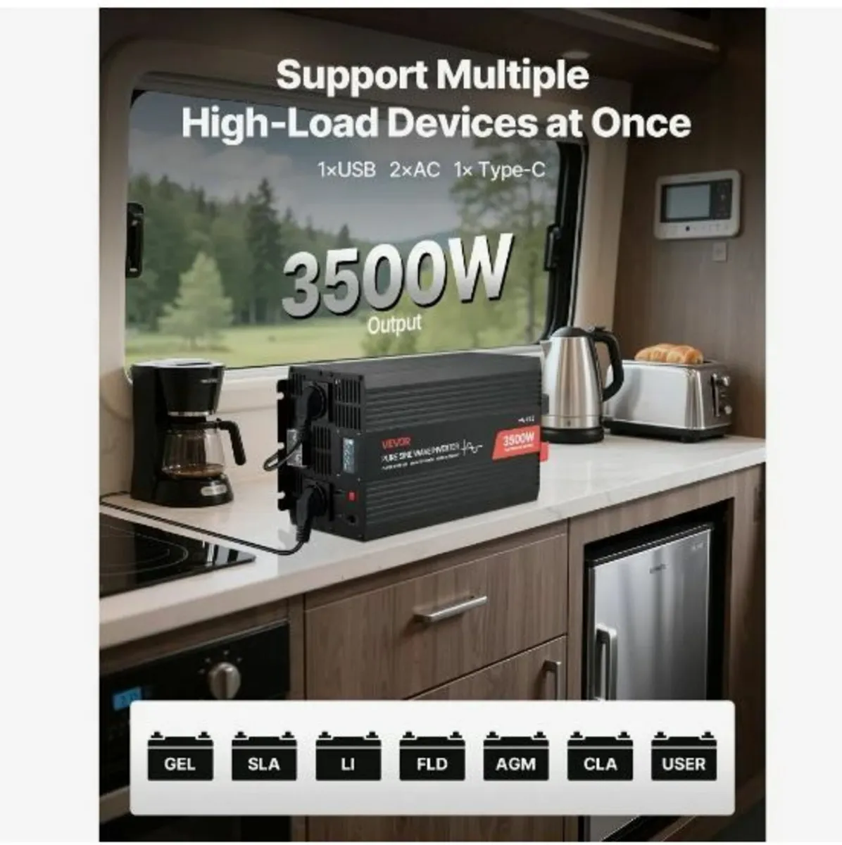 3500W Power Inverter, 12V DC to 230V AC - Image 3