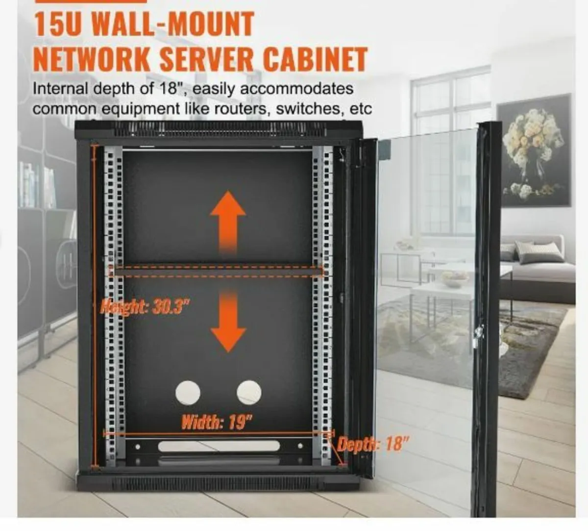 15U Wall Mount Network Server Rack Cabinet - Image 2