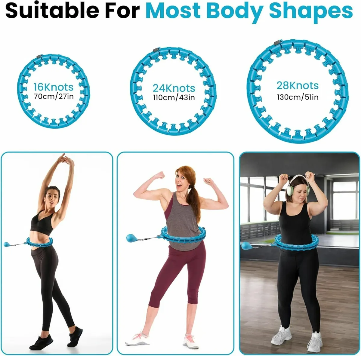 Weighted Hula Hoop, 24 Detachable Knots,Lightweigh - Image 3