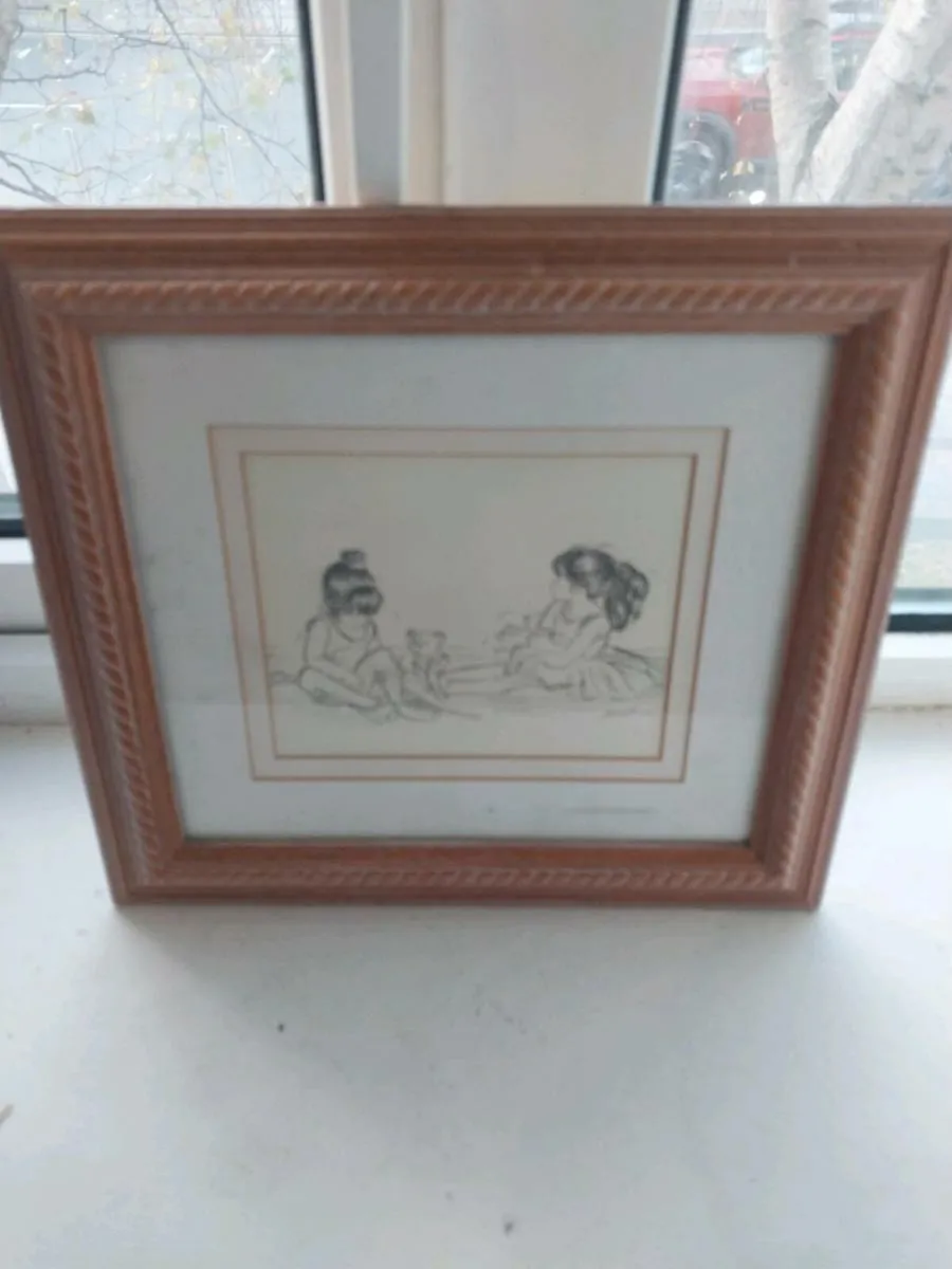 Lovely vintage framed sketch featuring 2 children - Image 2
