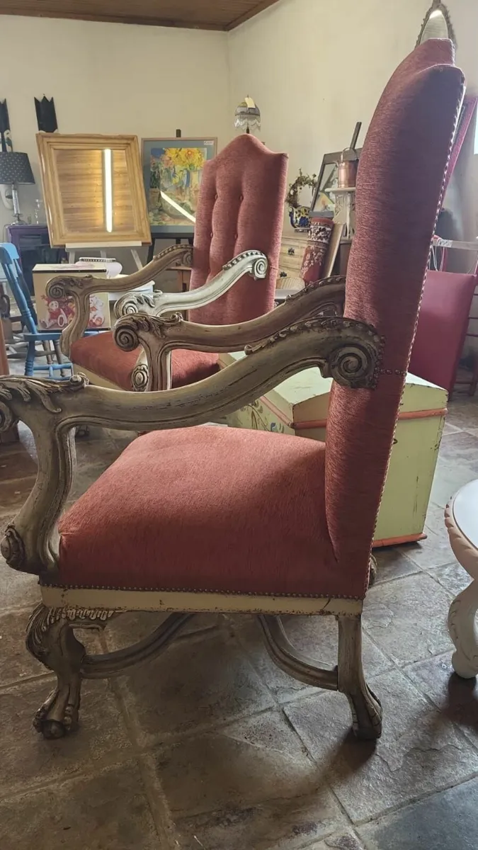 Pair large vintage French chairs - Image 2