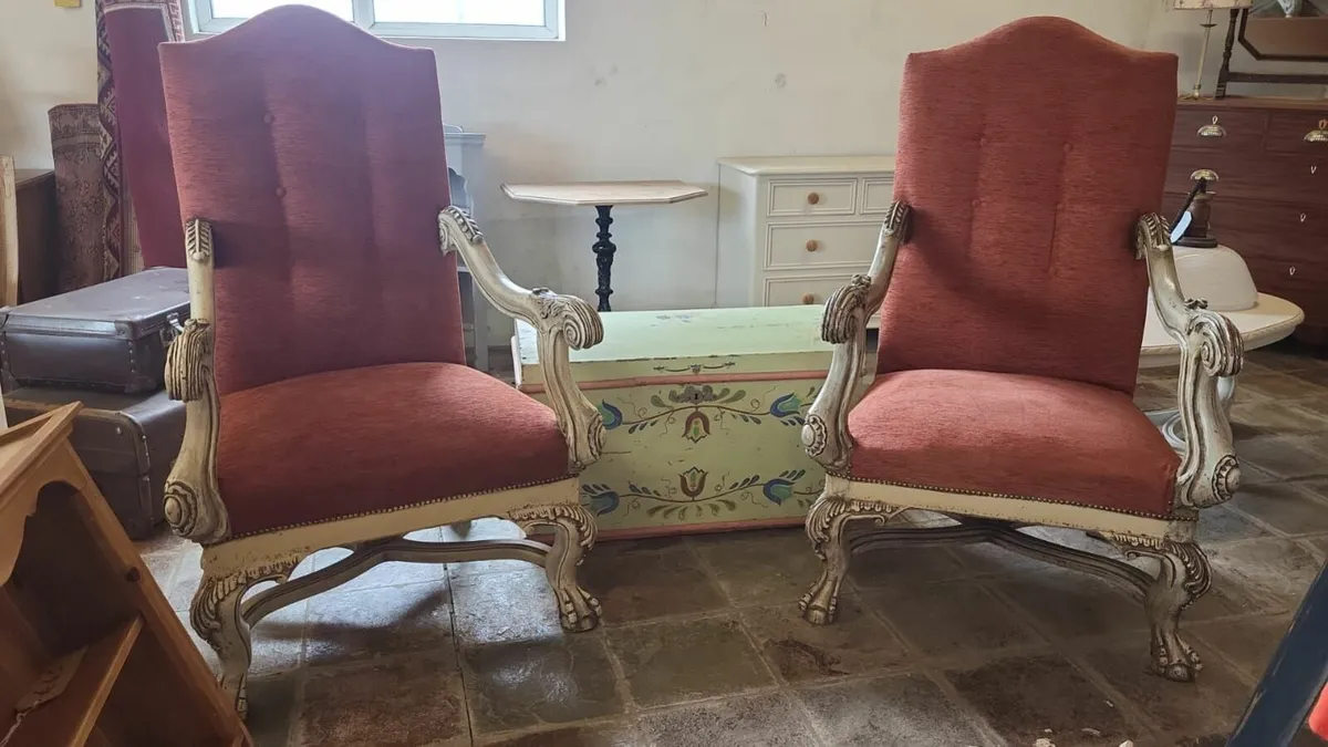 Pair large vintage French chairs - Image 1