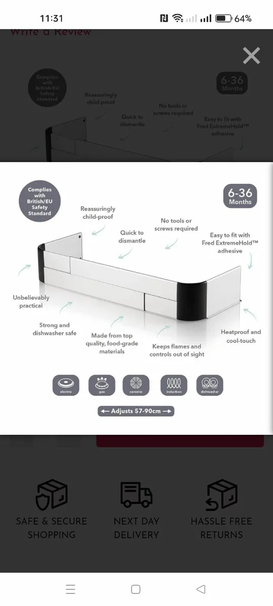 Fred premium stove and hob guard for sale. - Image 2