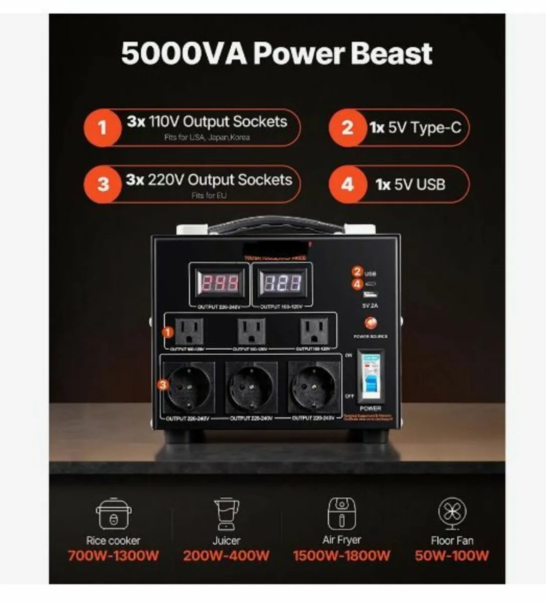 Voltage Converter Transformer, 5000VA - Image 2