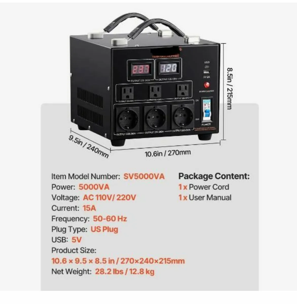 Voltage Converter Transformer, 5000VA - Image 4