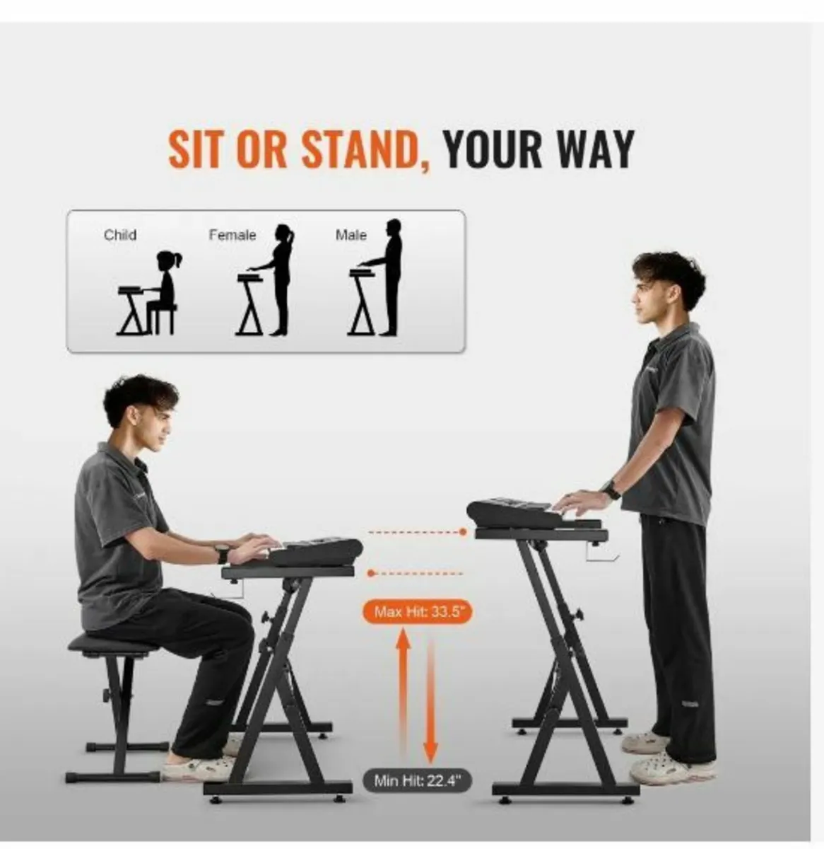 Piano Keyboard Stand and Bench Set - Image 3