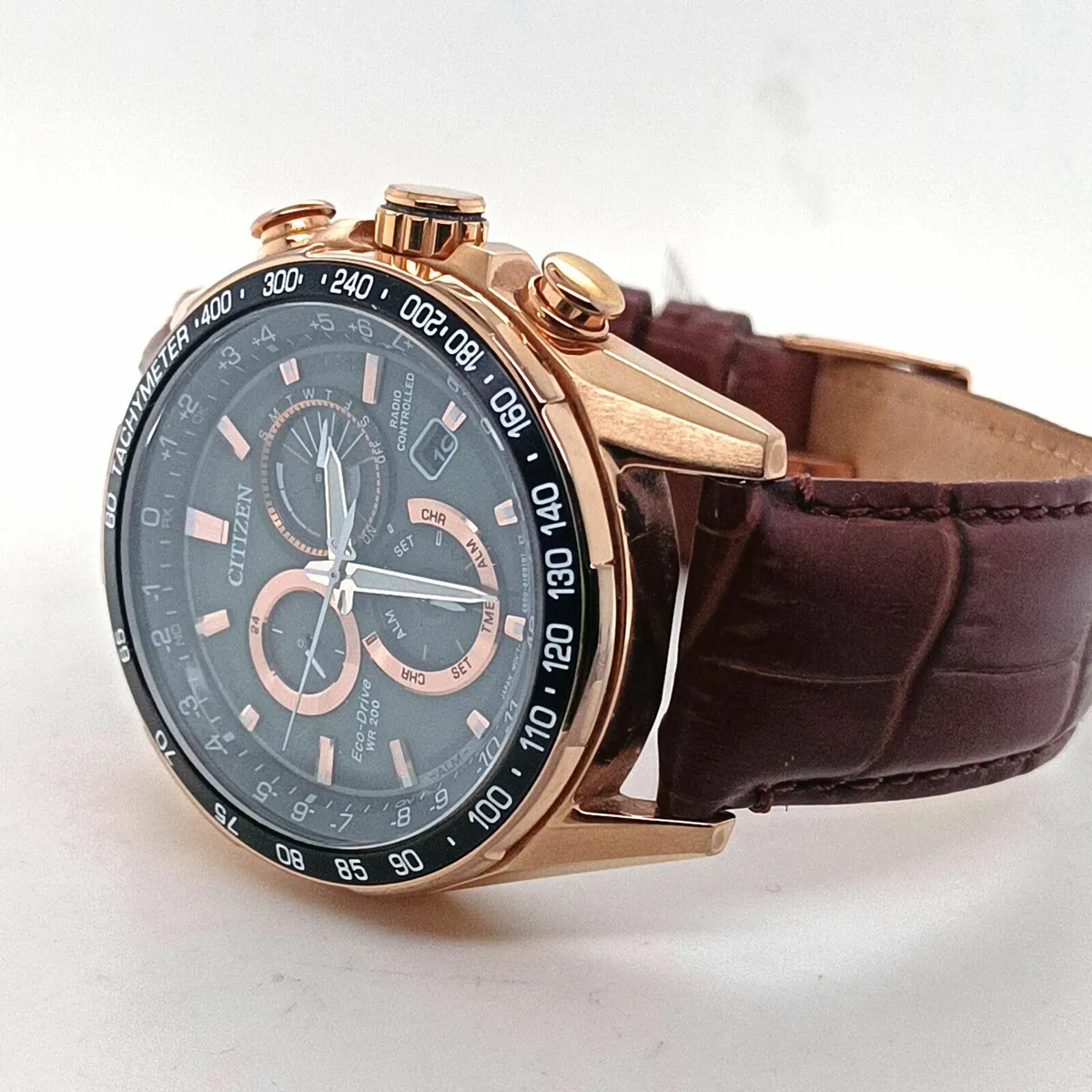 Citizen Eco drive WR 200 , Brown Leather Strap - Image 3