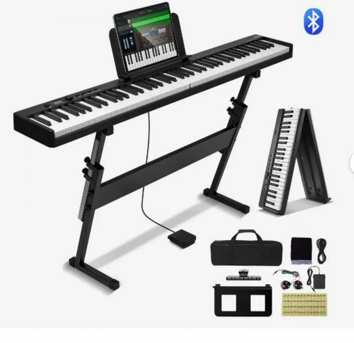 88 Key Folding Keyboard Piano, Bluetooth - Image 1