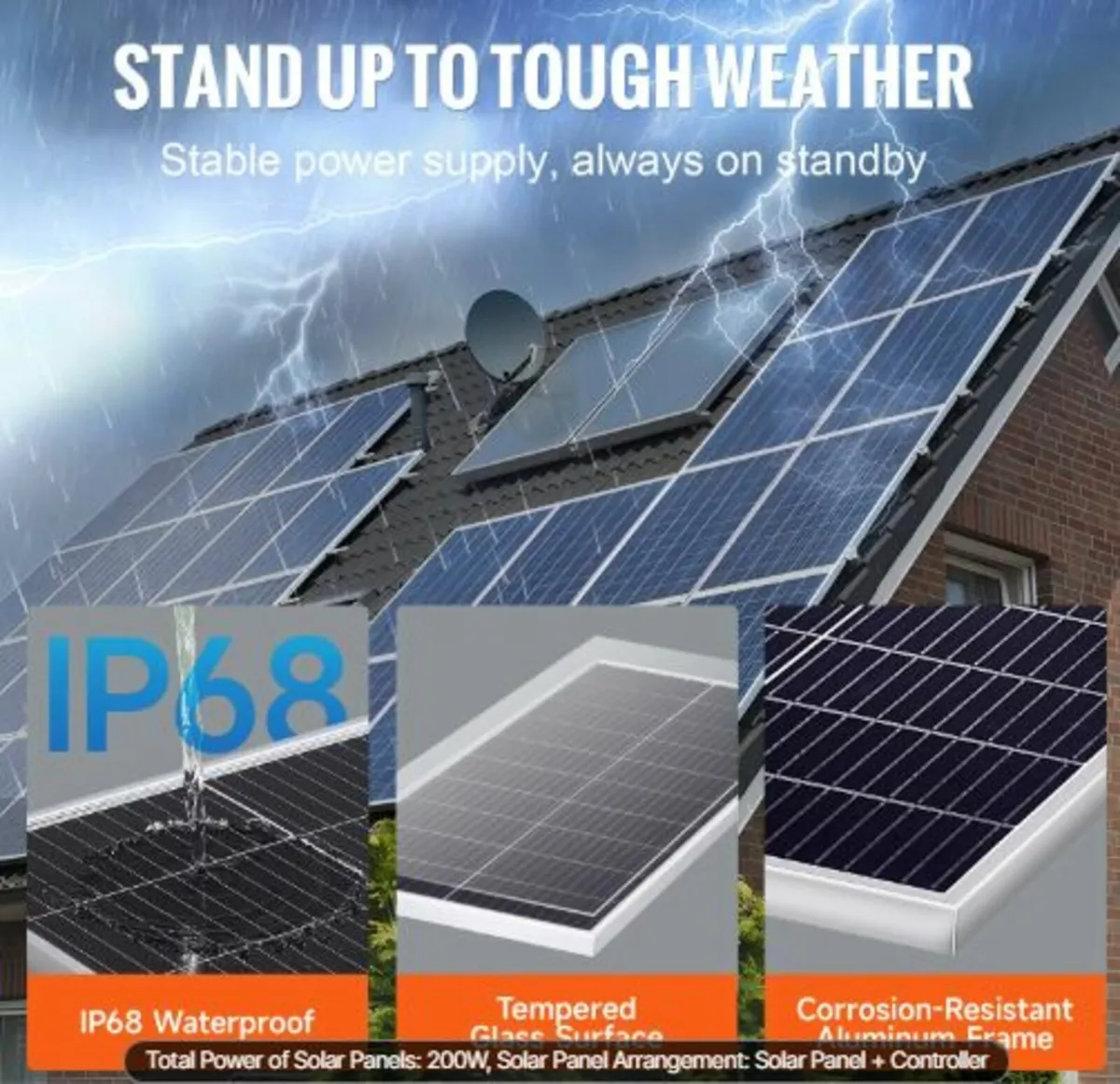 200W Monocrystalline Solar Panel Kit, 2PCS - Image 3