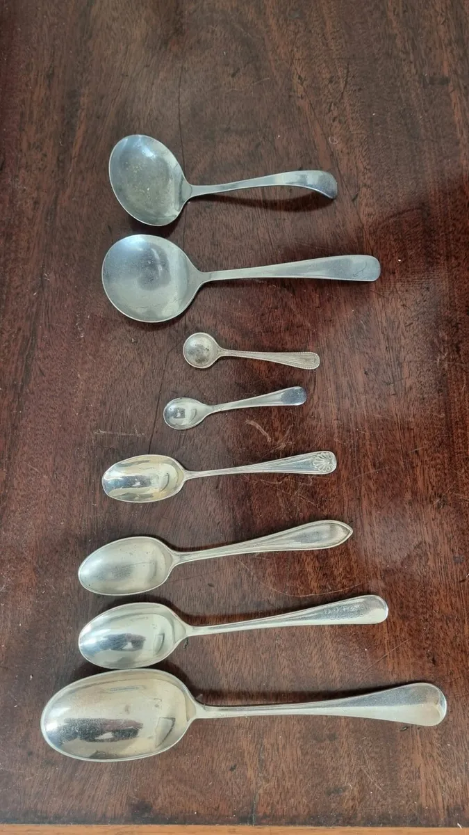 Antique Silverware Spoon Collection, - Image 1