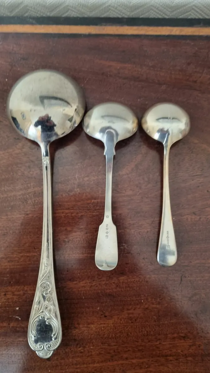 Antique Silver Serving Spoons and Ladles - Image 2