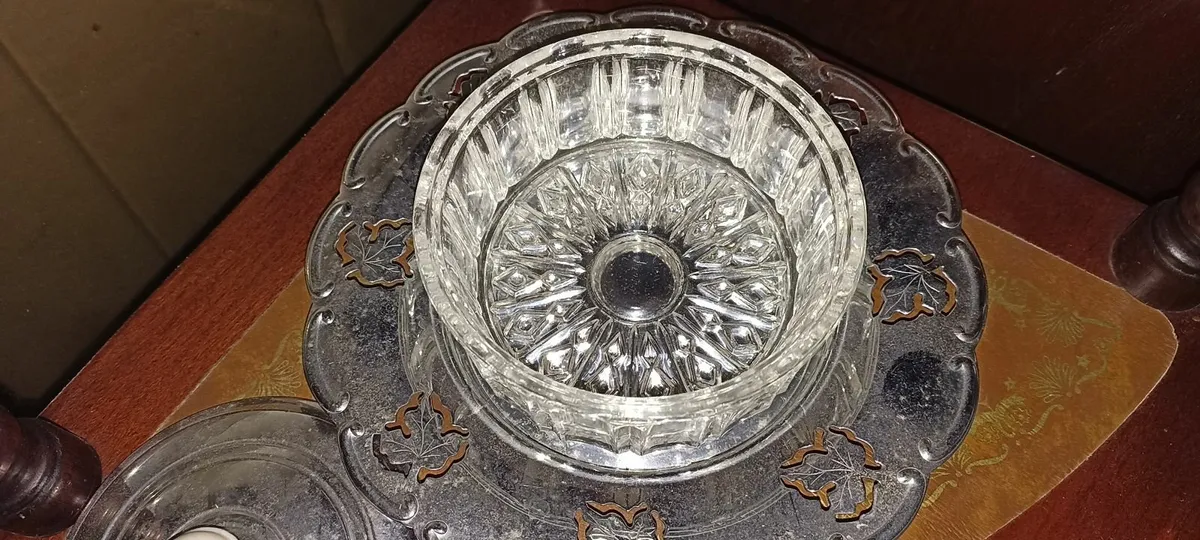 1960s Glass & Chrome Butter Dish - Image 3