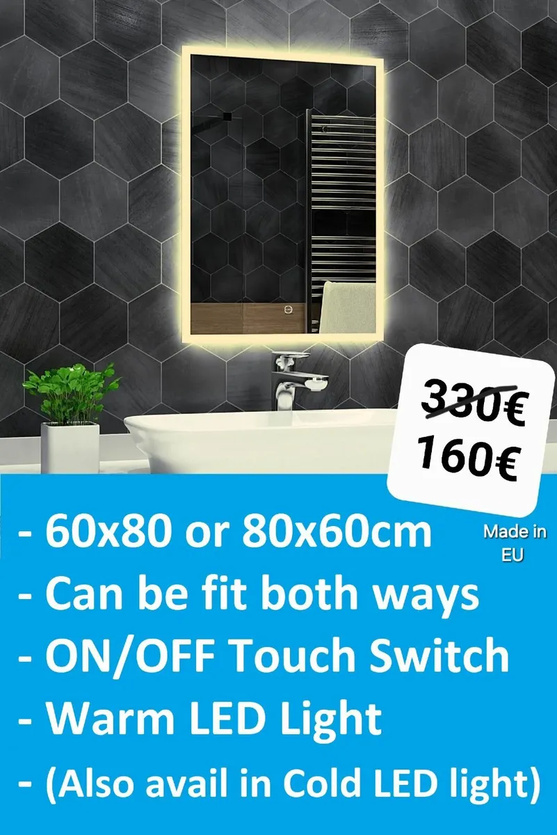 LED Bathroom Mirror Ensuite Vanity 60x80cm - Image 1