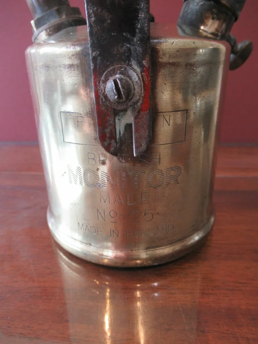 antique vintage blow torch BRASS tools cottage pub - Image 4