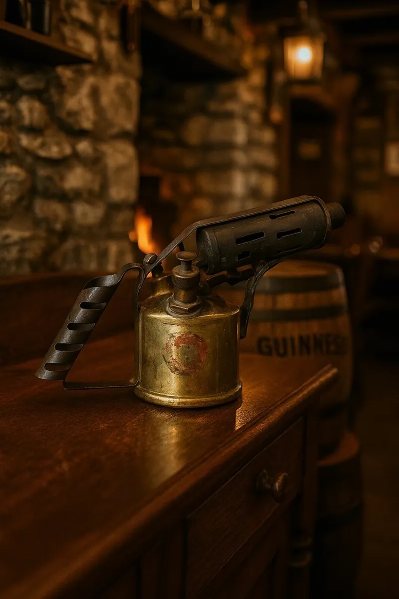 antique vintage blow torch BRASS tools cottage pub - Image 1