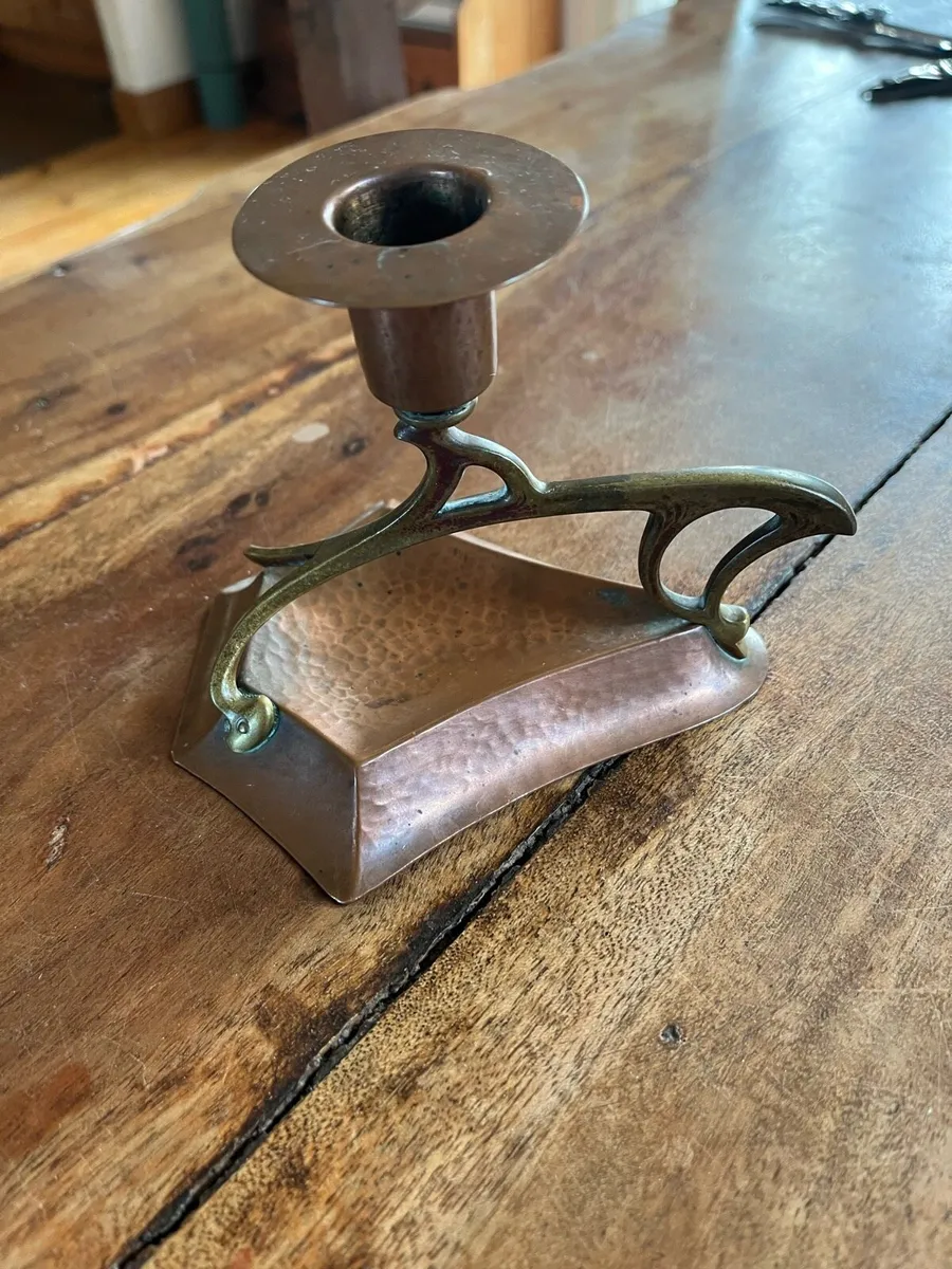 Art Nouveau Copper Candle Holder - Image 2