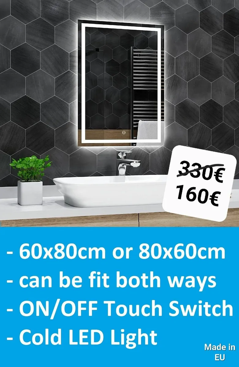 LED Bathroom Mirror 60x8cm Vanity Ensuite Makeup - Image 1