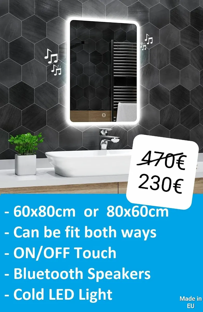 LED Bathroom Mirror Ensuie Bluetooth Speakers - Image 2