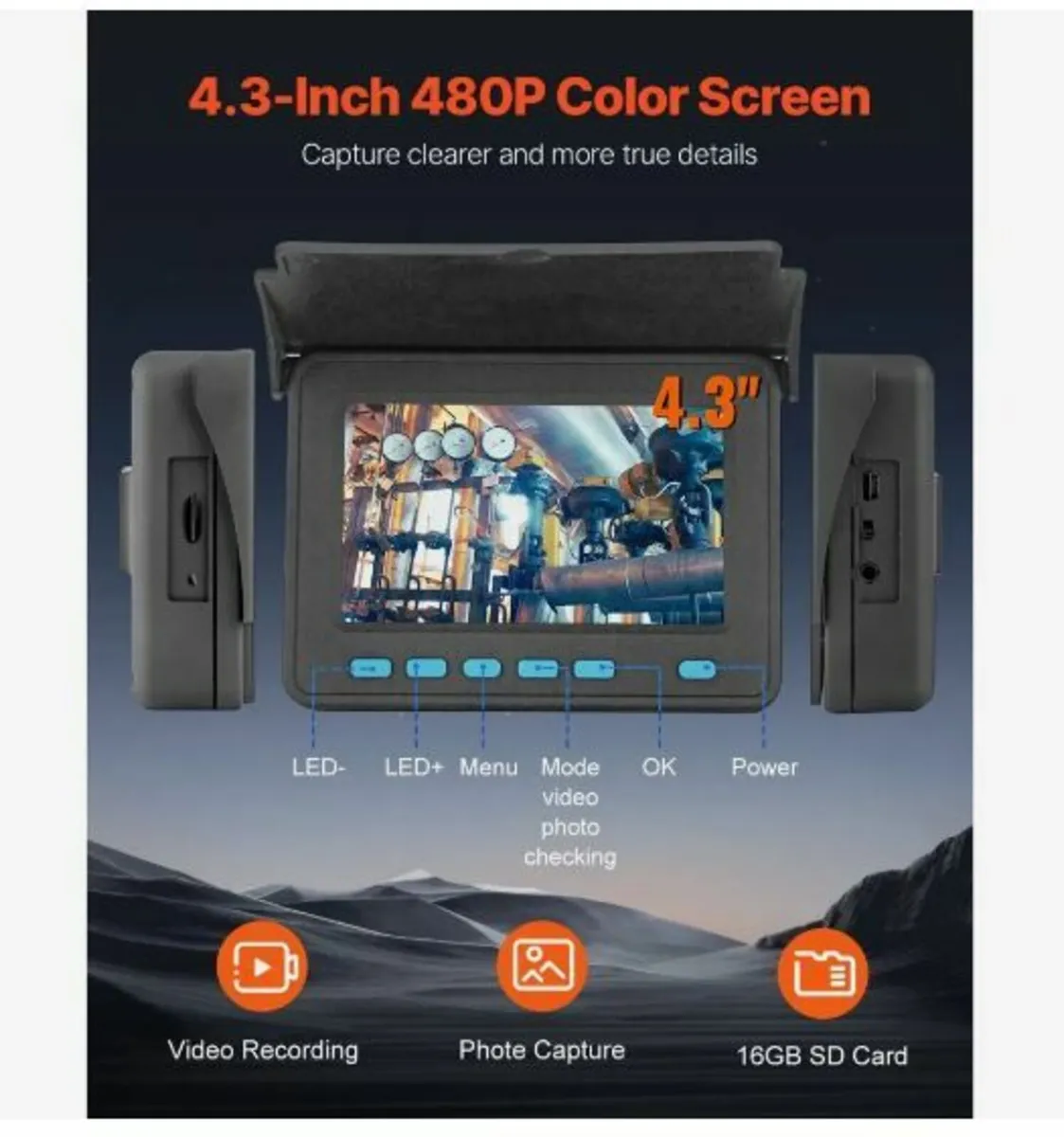 Sewer Camera, 164 ft/50 m, 4.3-inch - Image 3