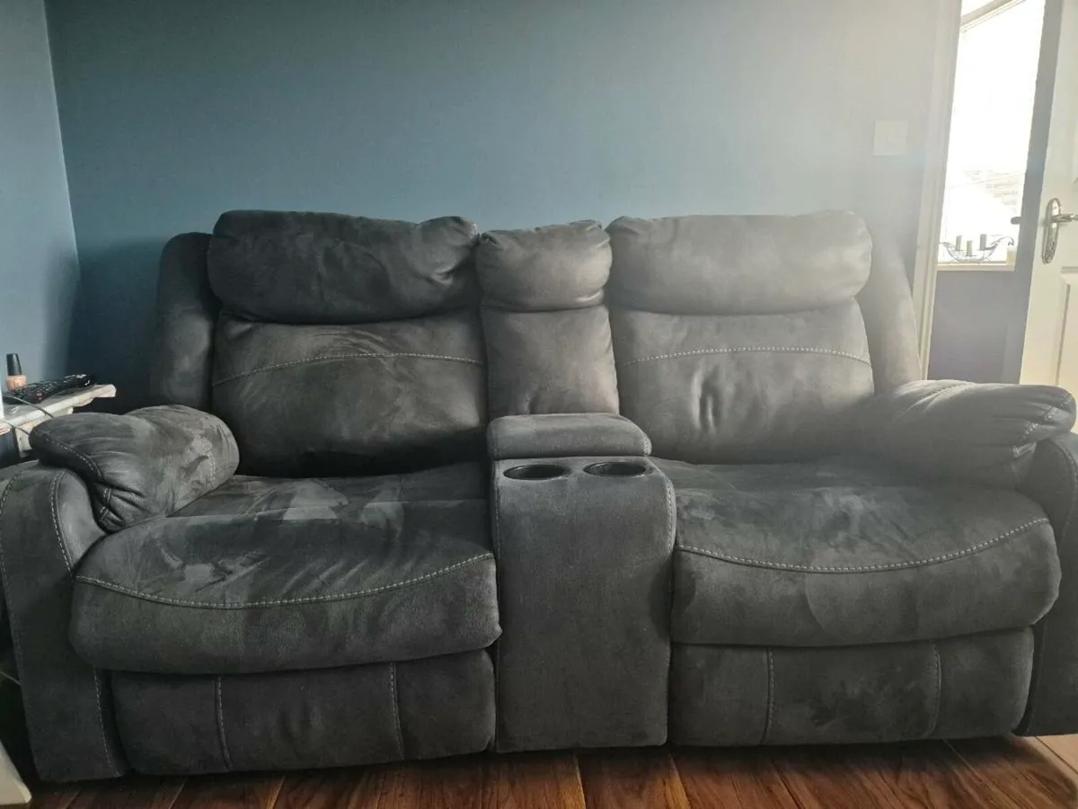 Sofa CharcoalGrey recliner, cup holder.3+2 seater - Image 2