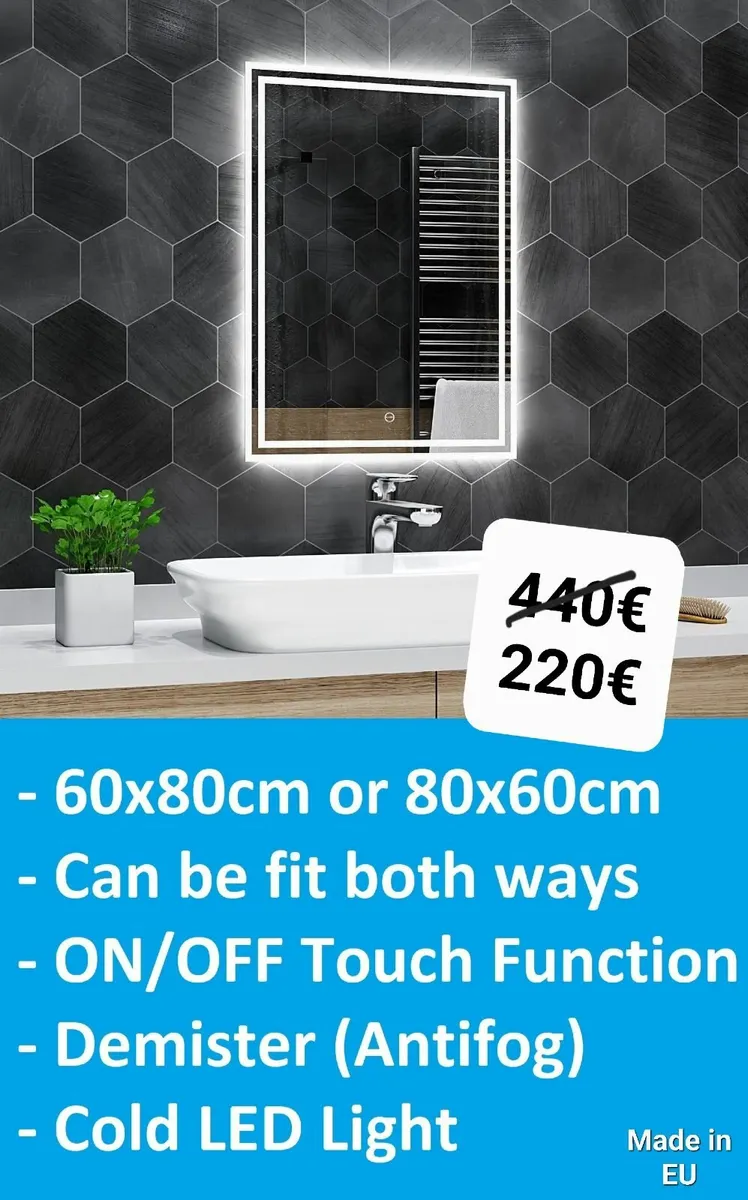 LED Bathroom Mirror Ensuite Antiffog Demister - Image 2
