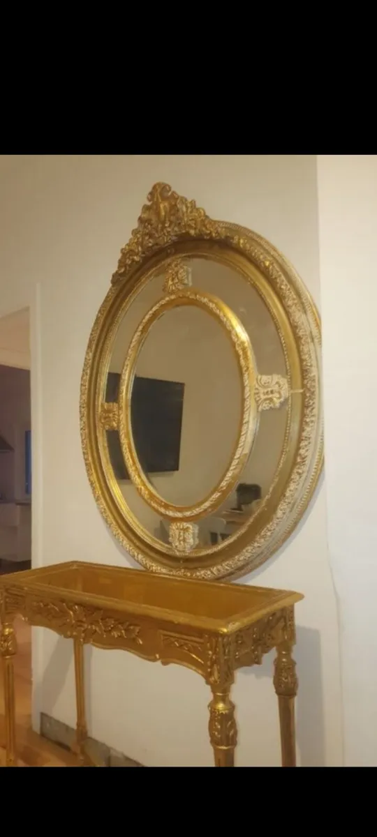 antique victorian gilt gesso mirror 4ftx4ft carved - Image 1